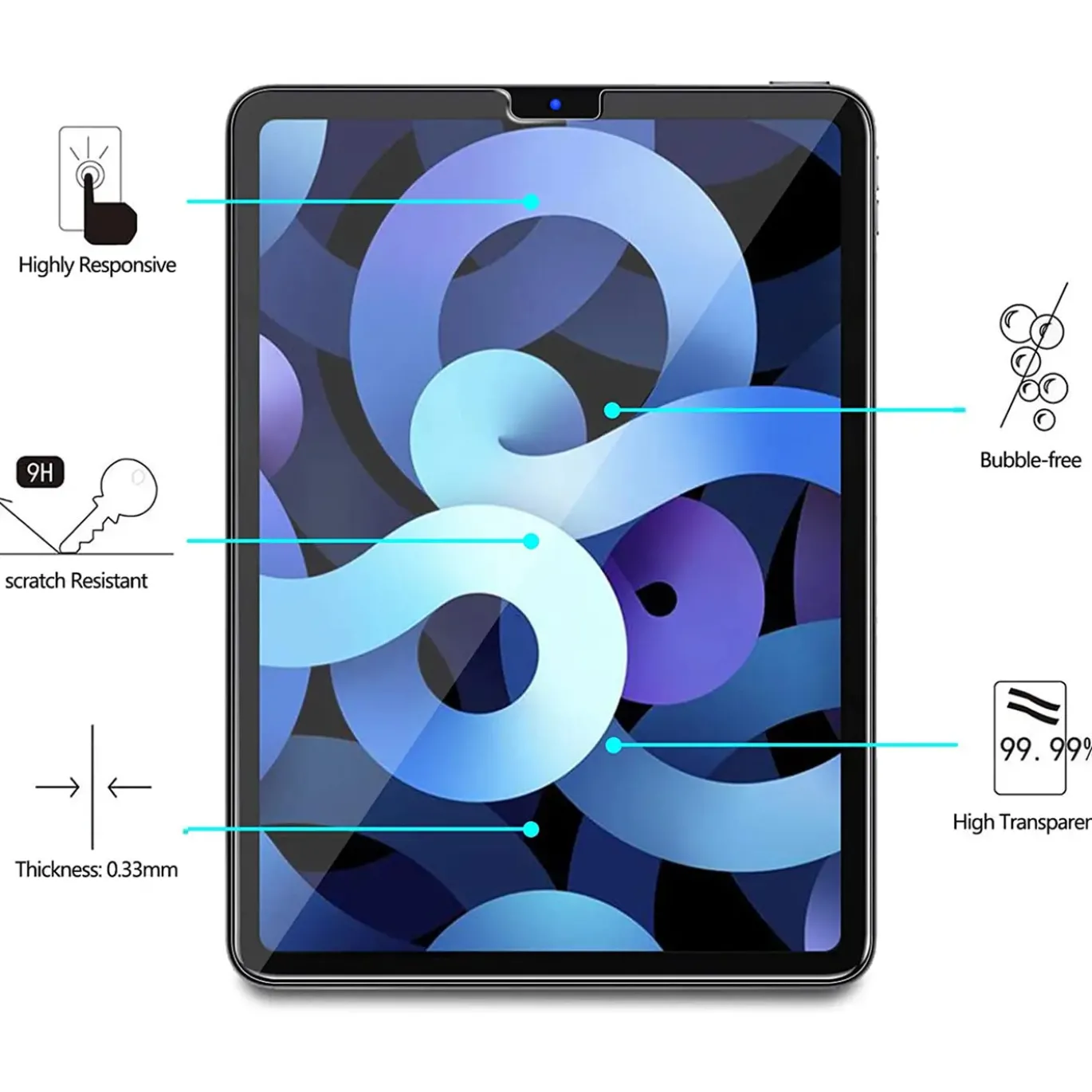 12,9" iPad Pro (3.–5. Gen.) - Panzerglas gehärtet für Display