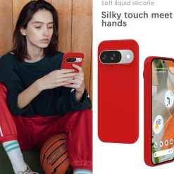 Google Pixel 9 - Silikon Case mit Mikrofaser-Innenseite