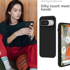 Google Pixel 9 - Silikon Case mit Mikrofaser-Innenseite
