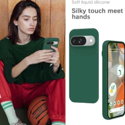 Google Pixel 9 - Silikon Case mit Mikrofaser-Innenseite