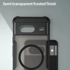 Google Pixel 8 - Stoßfestes MagSafe Case in Schwarz mit halbtransparenter Rückseite