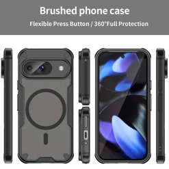 Google Pixel 9 - Stoßfestes MagSafe Case in Schwarz mit halbtransparenter Rückseite