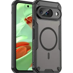 Google Pixel 9 - Stoßfestes MagSafe Case in Schwarz mit halbtransparenter Rückseite