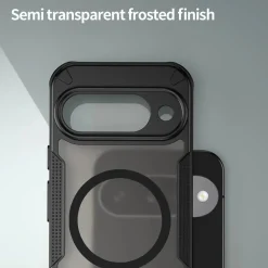 Google Pixel 10 - Stoßfestes MagSafe Case in Schwarz mit halbtransparenter Rückseite