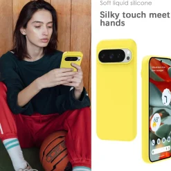 Google Pixel 9 Pro - Silikon Case mit Mikrofaser-Innenseite