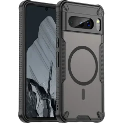 Google Pixel 8 Pro - Stoßfestes MagSafe Case in Schwarz mit halbtransparenter Rückseite