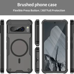 Google Pixel 8 Pro - Stoßfestes MagSafe Case in Schwarz mit halbtransparenter Rückseite