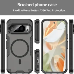 Google Pixel 10 Pro - Stoßfestes MagSafe Case in Schwarz mit halbtransparenter Rückseite