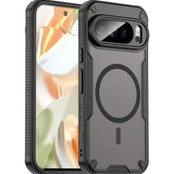 Google Pixel 10 Pro - Stoßfestes MagSafe Case in Schwarz mit halbtransparenter Rückseite