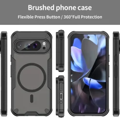 Google Pixel 9 Pro - Stoßfestes MagSafe Case in Schwarz mit halbtransparenter Rückseite