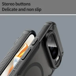 Google Pixel 9 Pro - Stoßfestes MagSafe Case in Schwarz mit halbtransparenter Rückseite