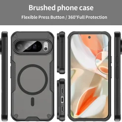 Google Pixel 10 Pro XL - Stoßfestes MagSafe Case in Schwarz mit halbtransparenter Rückseite