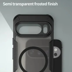 Google Pixel 9 Pro XL - Stoßfestes MagSafe Case in Schwarz mit halbtransparenter Rückseite