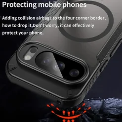 Google Pixel 9 Pro XL - Stoßfestes MagSafe Case in Schwarz mit halbtransparenter Rückseite