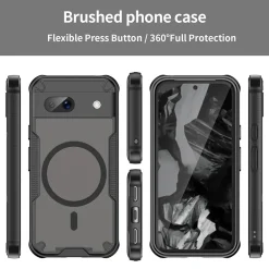 Google Pixel 8a - Stoßfestes MagSafe Case in Schwarz mit halbtransparenter Rückseite