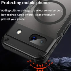 Google Pixel 8a - Stoßfestes MagSafe Case in Schwarz mit halbtransparenter Rückseite