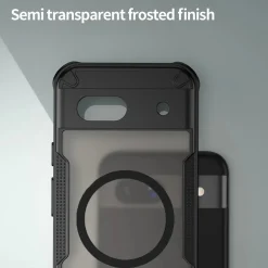 Google Pixel 8a - Stoßfestes MagSafe Case in Schwarz mit halbtransparenter Rückseite