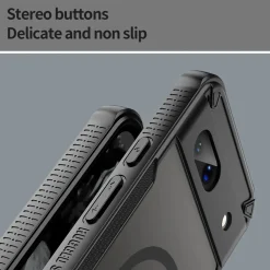 Google Pixel 8a - Stoßfestes MagSafe Case in Schwarz mit halbtransparenter Rückseite