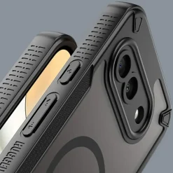 Google Pixel 9a - Stoßfestes MagSafe Case in Schwarz mit halbtransparenter Rückseite