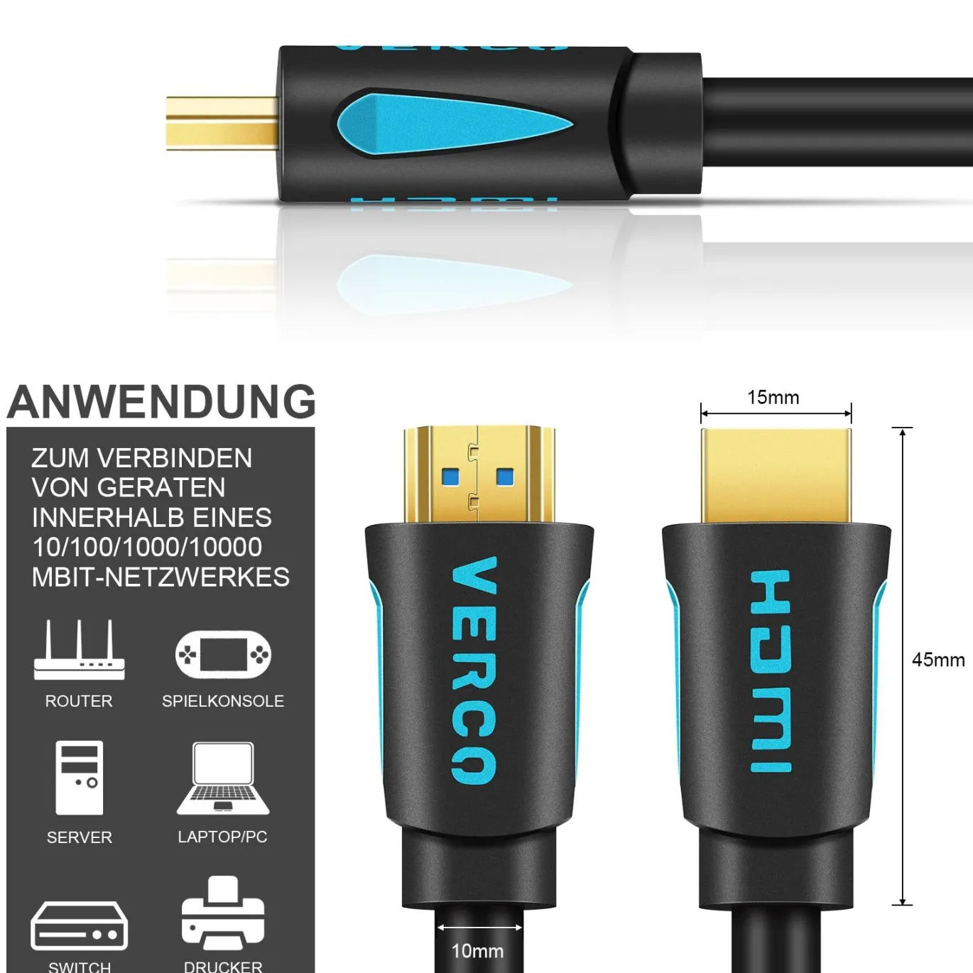 HDMI 2.0 Kabel - HD-110B - 10M - Schwarz