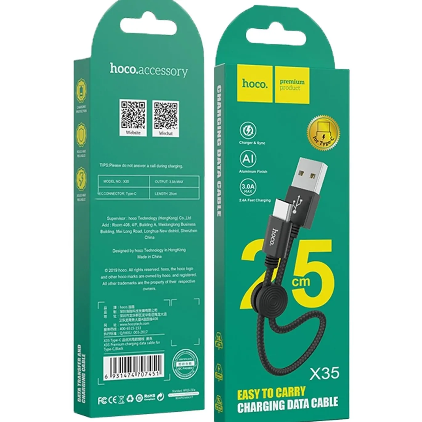 Hoco USB Kabel - X35 Type C - Schwarz