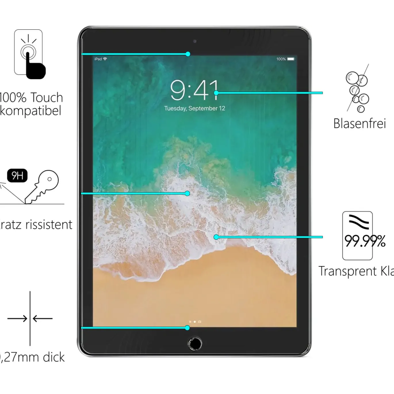iPad Air (1. Gen.) - Panzerglas gehärtet für Display