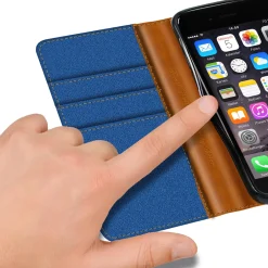 iPhone 7 / 8 / SE 2 / SE 3 - Jeanslook Klapphülle mit Kartenfach
