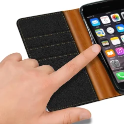 iPhone 7 / 8 / SE 2 / SE 3 - Jeanslook Klapphülle mit Kartenfach