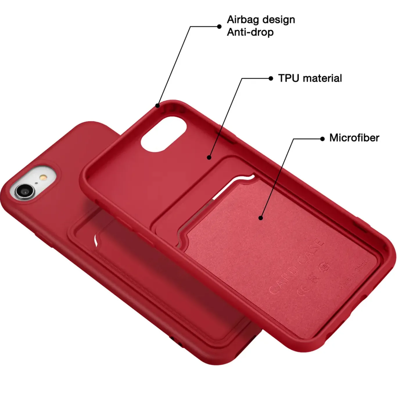 iPhone 7 / 8 / SE 2 / SE 3 - Silikonhülle mit Kartenfach & Kameraschutz