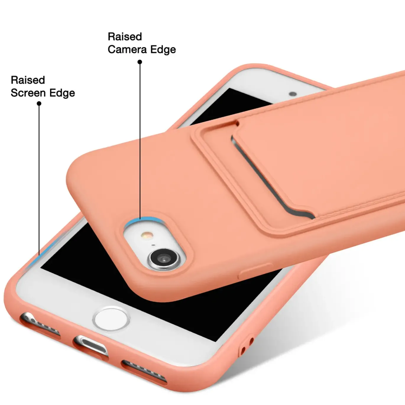 iPhone 7 / 8 / SE 2 / SE 3 - Silikonhülle mit Kartenfach & Kameraschutz