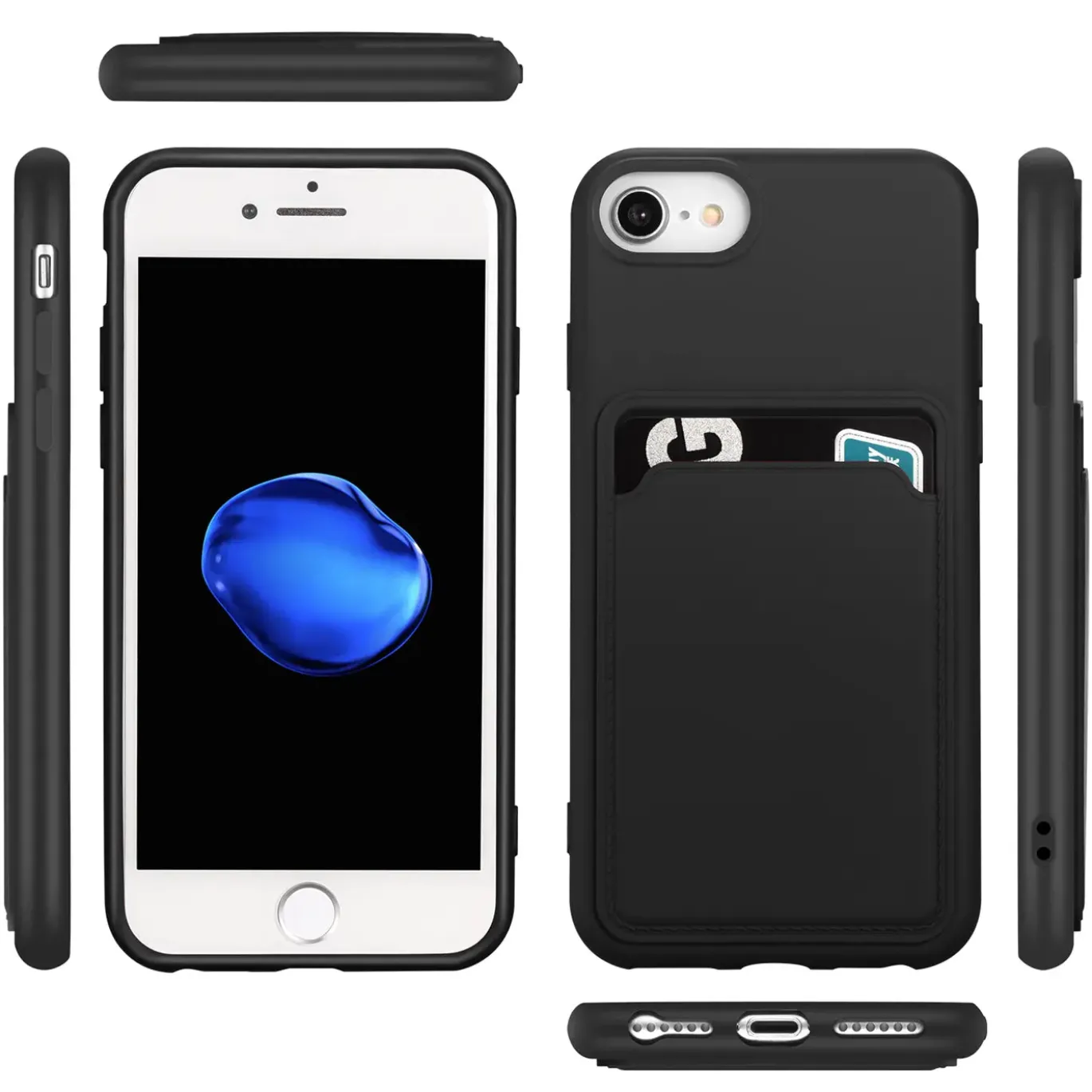 iPhone 7 / 8 / SE 2 / SE 3 - Silikonhülle mit Kartenfach & Kameraschutz