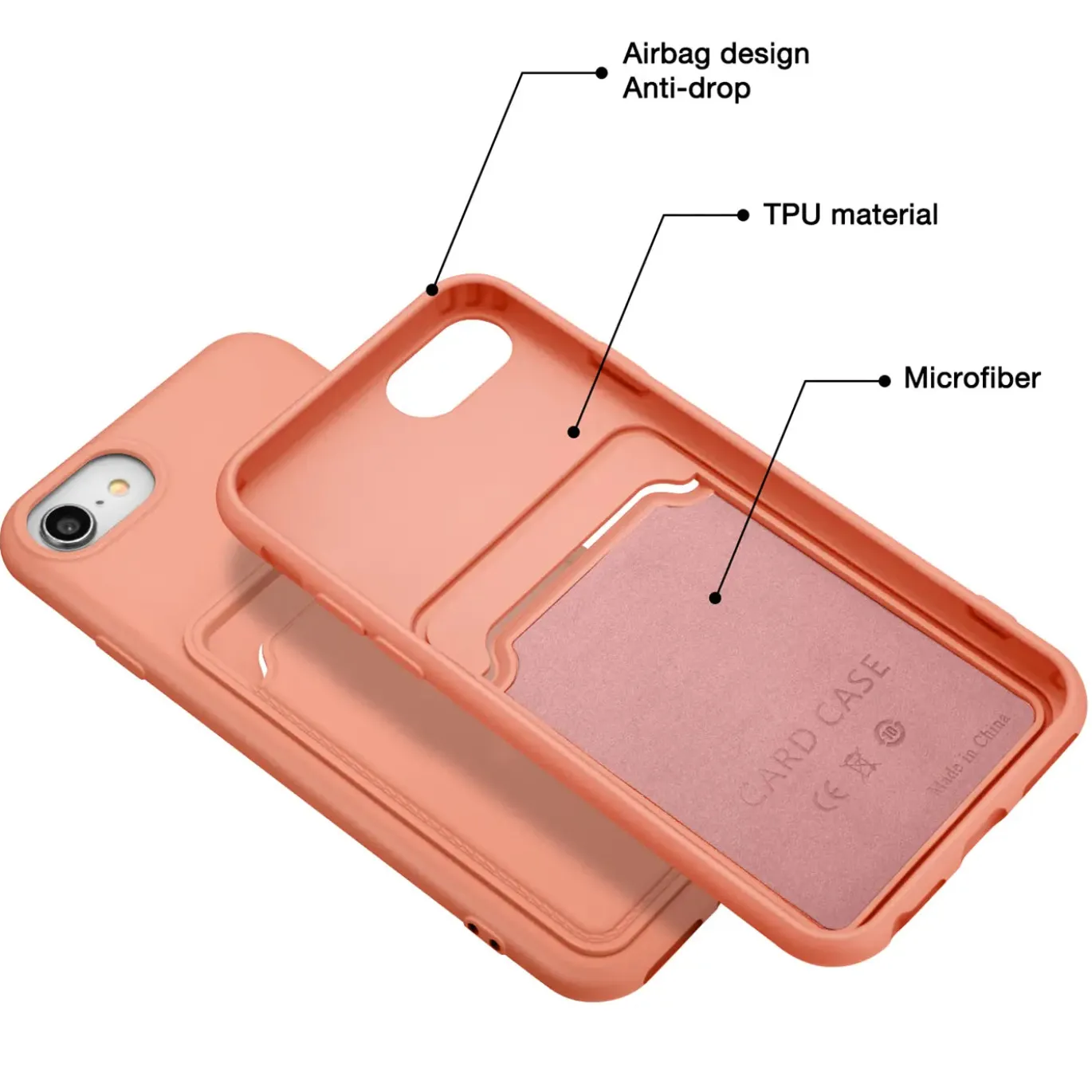 iPhone 7 / 8 / SE 2 / SE 3 - Silikonhülle mit Kartenfach & Kameraschutz