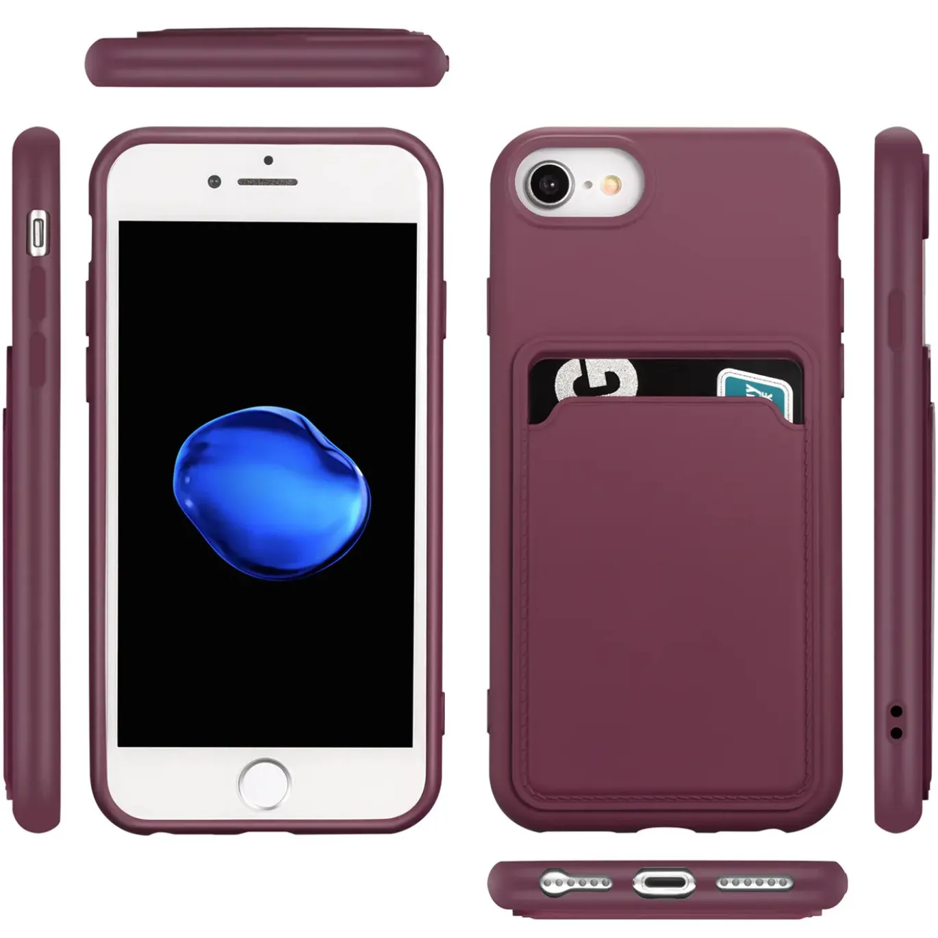 iPhone 7 / 8 / SE 2 / SE 3 - Silikonhülle mit Kartenfach & Kameraschutz