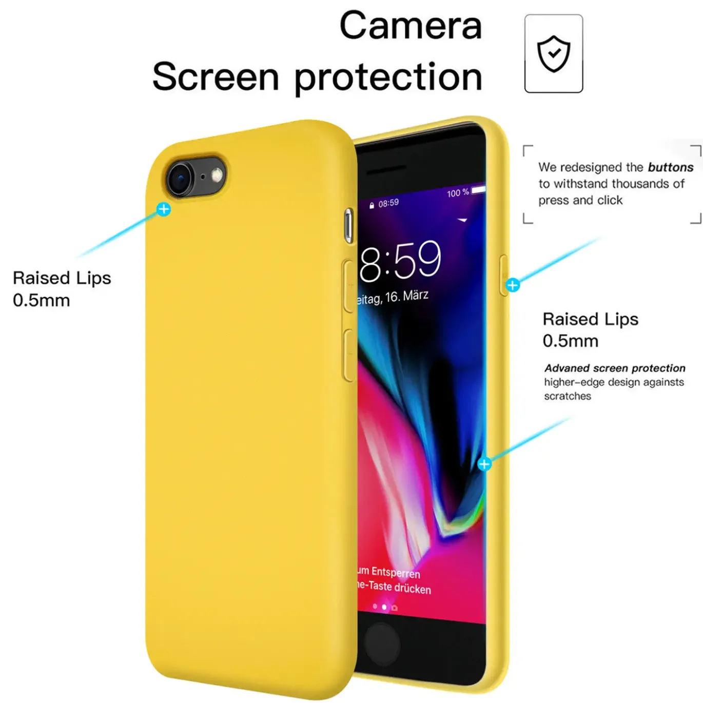 iPhone 7 / 8 / SE 2 / SE 3 - Silikon Case mit Mikrofaser-Innenseite