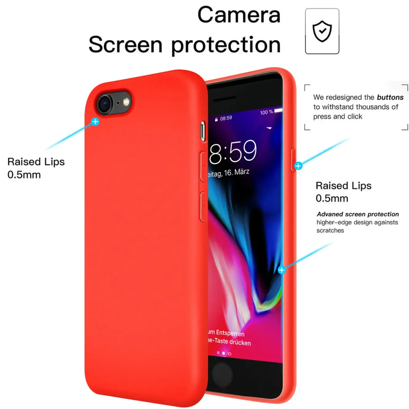 iPhone 7 / 8 / SE 2 / SE 3 - Silikon Case mit Mikrofaser-Innenseite