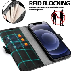 iPhone 12 / 12 Pro - Robuste Klapphülle mit RFID Block