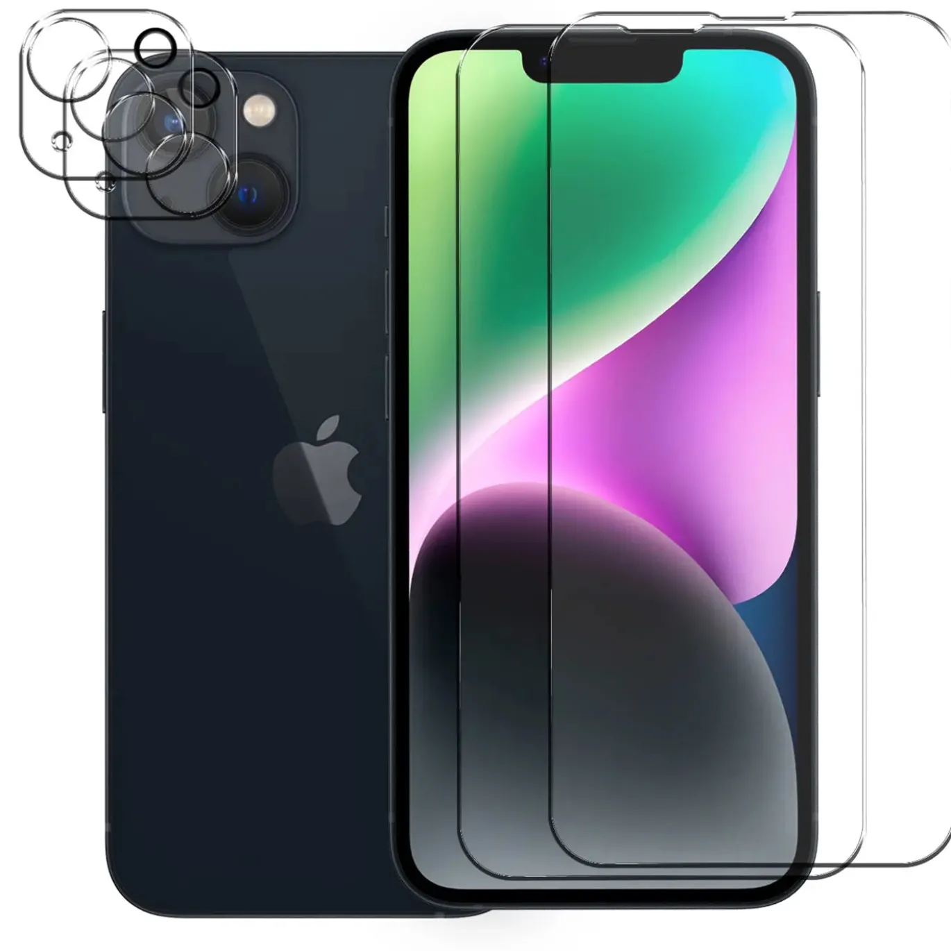iPhone 14 - 9H Displayschutzfolie 2x Display & Kamera