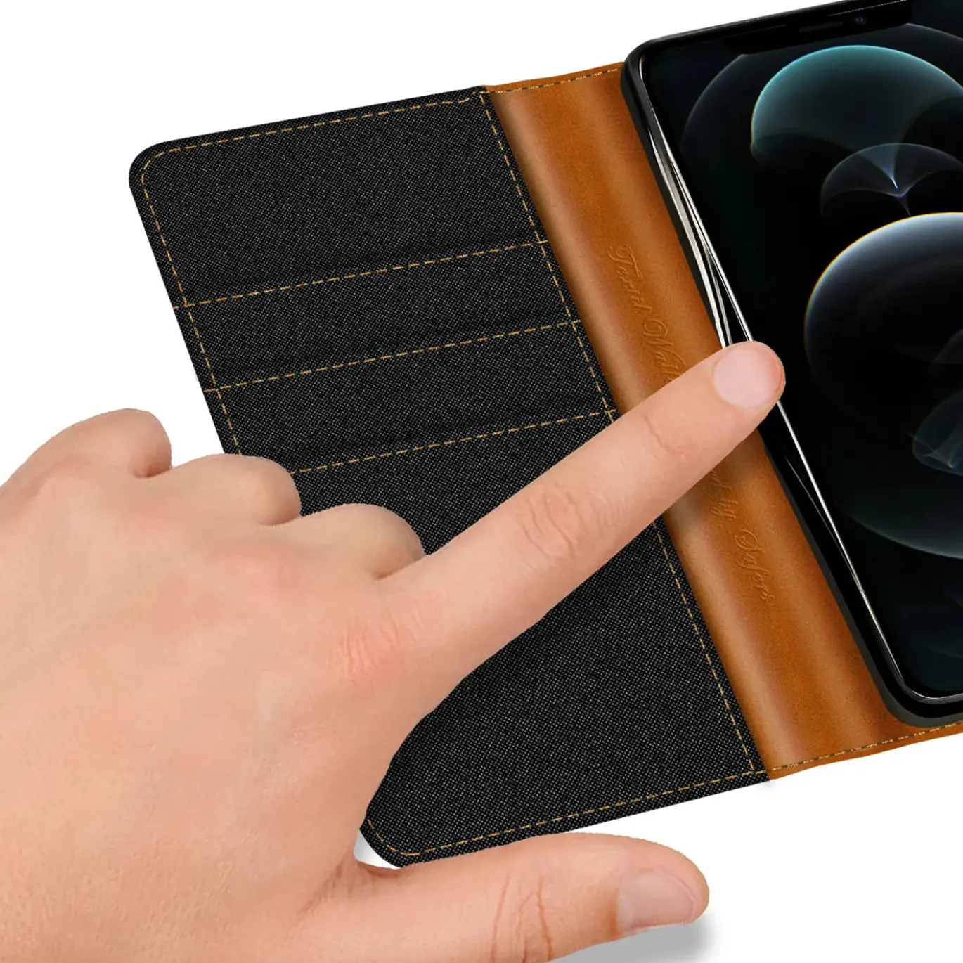 iPhone 13 - Jeanslook Klapphülle mit Kartenfach