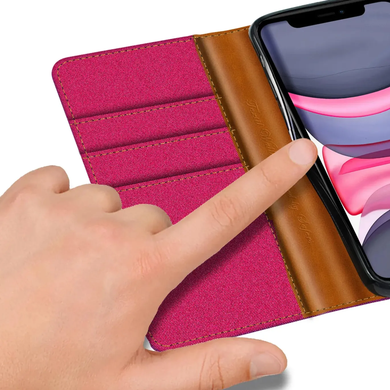 iPhone 11 - Jeanslook Klapphülle mit Kartenfach