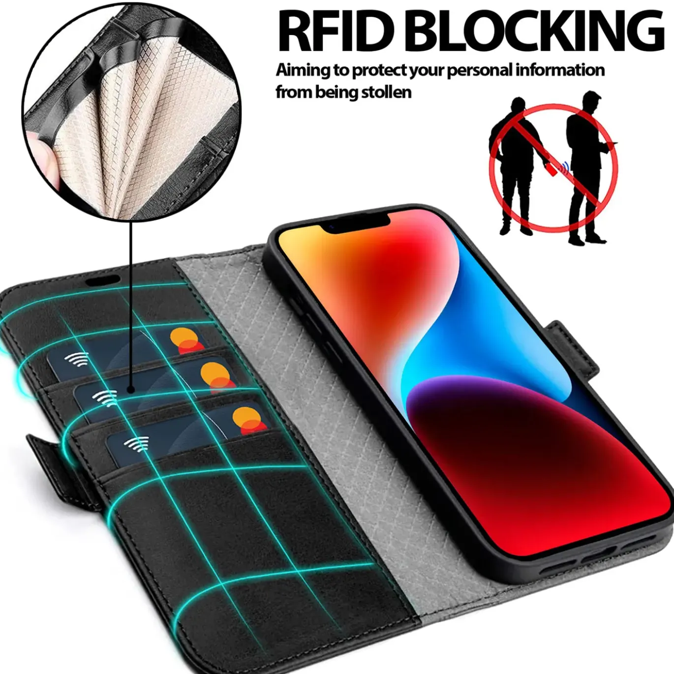 iPhone 14 - Robuste Klapphülle mit RFID Block