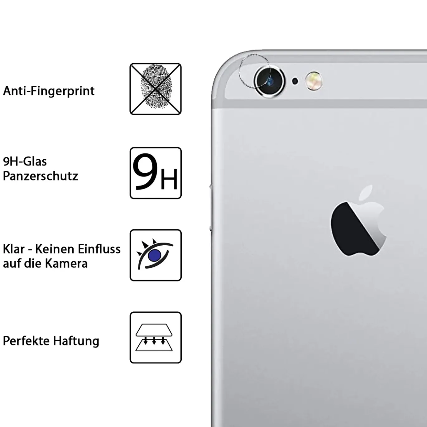 iPhone 6 / 6S - 9H Displayschutzfolie 2x Display & Kamera