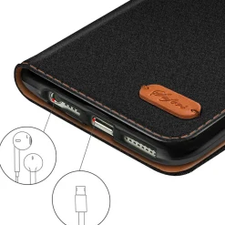 iPhone 5 / 5S / SE - Jeanslook Klapphülle mit Kartenfach