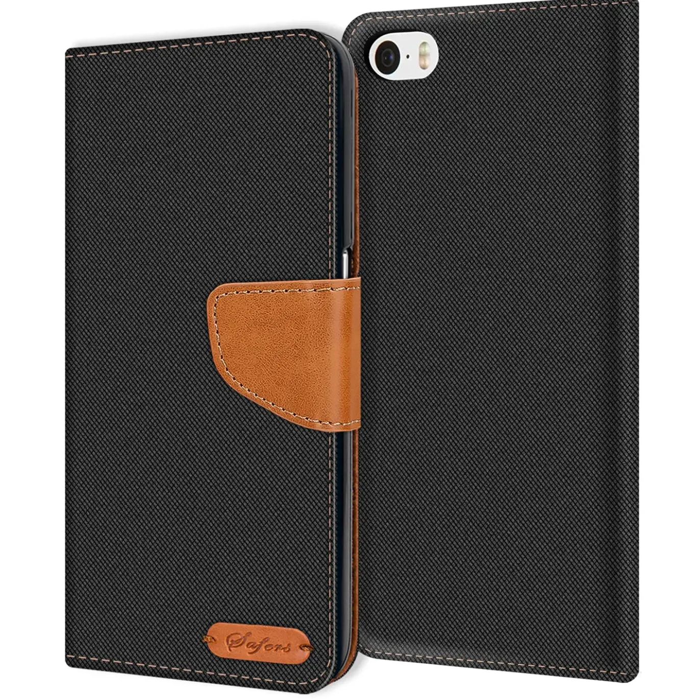 iPhone 5 / 5S / SE - Jeanslook Klapphülle mit Kartenfach