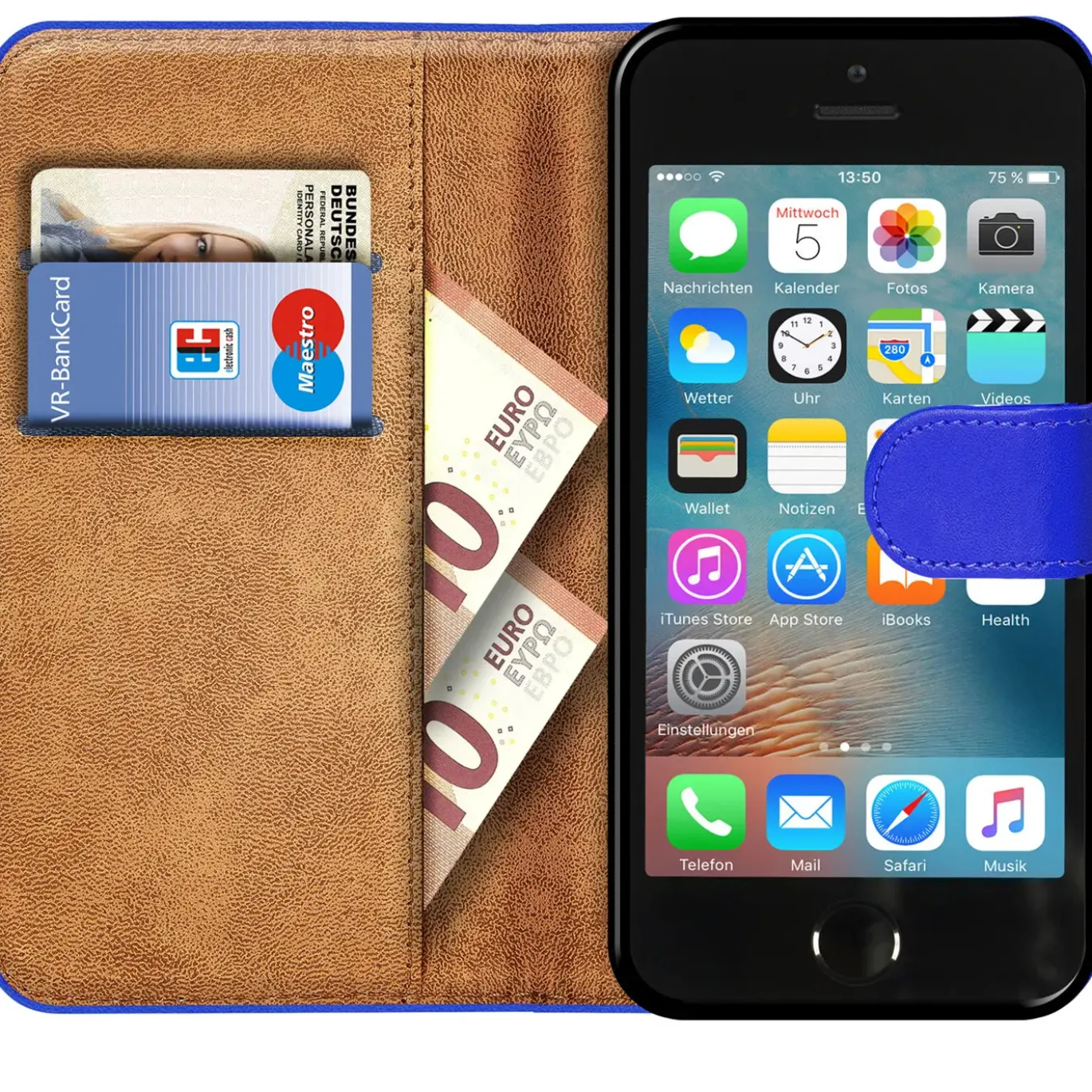 iPhone 5 / 5S / SE - Klapphülle mit Kartenfächern