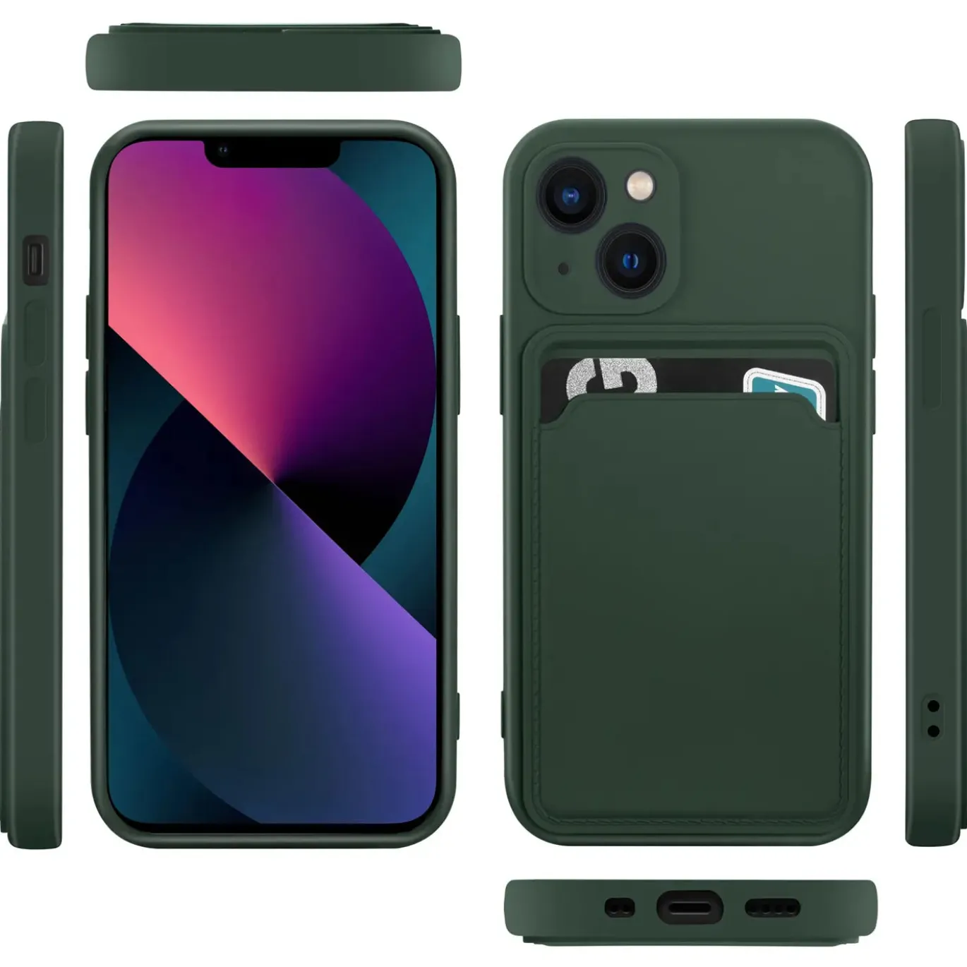 iPhone 15 - Silikonhülle mit Kartenfach & Kameraschutz