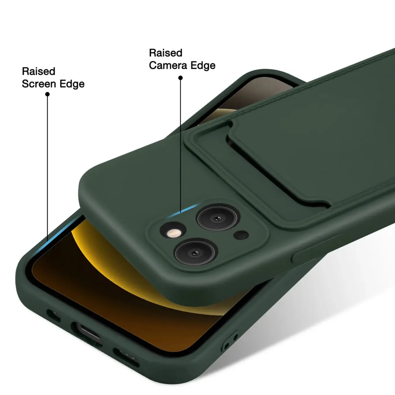 iPhone 15 - Silikonhülle mit Kartenfach & Kameraschutz