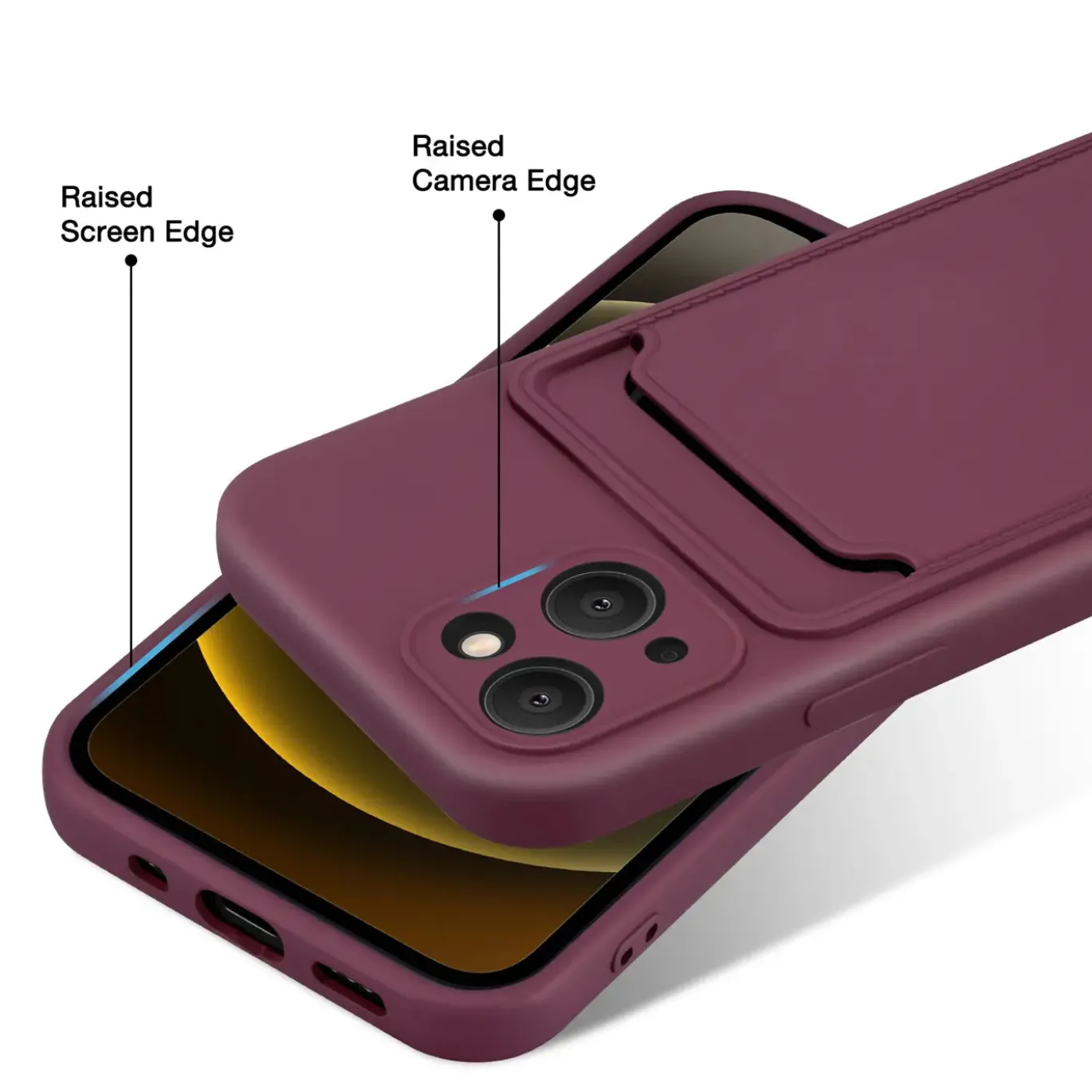 iPhone 15 - Silikonhülle mit Kartenfach & Kameraschutz