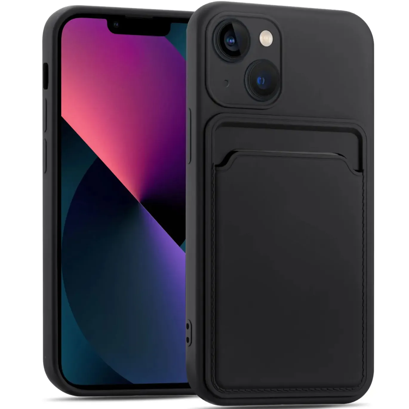iPhone 15 - Silikonhülle mit Kartenfach & Kameraschutz
