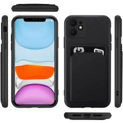 iPhone 11 - Silikonhülle mit Kartenfach & Kameraschutz