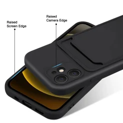 iPhone 12 - Silikonhülle mit Kartenfach & Kameraschutz